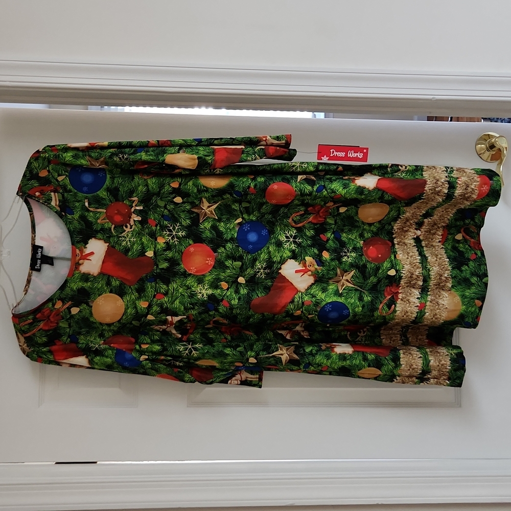 Christmas Tree Print Dress NWT